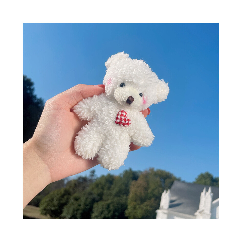 (Petit Plaid rouge) porte-clés ours en peluche Adorable en forme de cœur, accessoire de poupée bébé