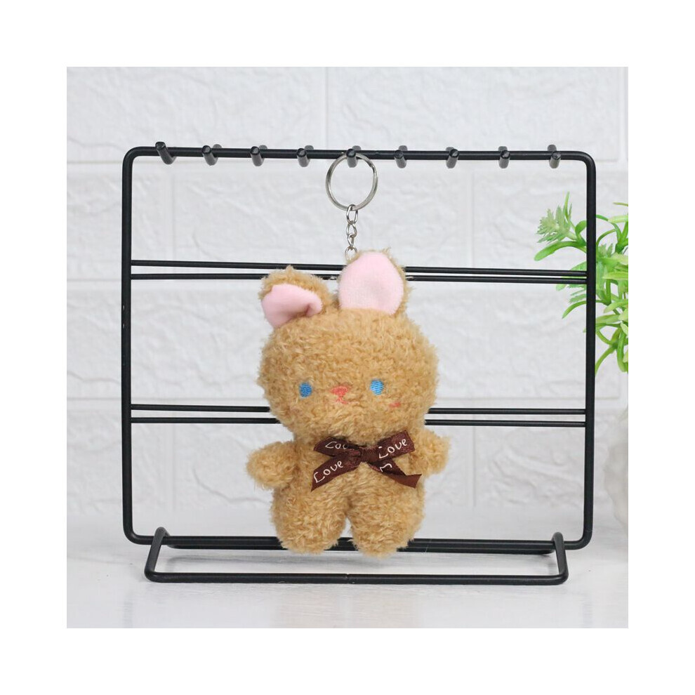 (Écharpe marron) cravate nœud écharpe lapin en peluche poupée porte-clés pendentif décorer cadeaux pour