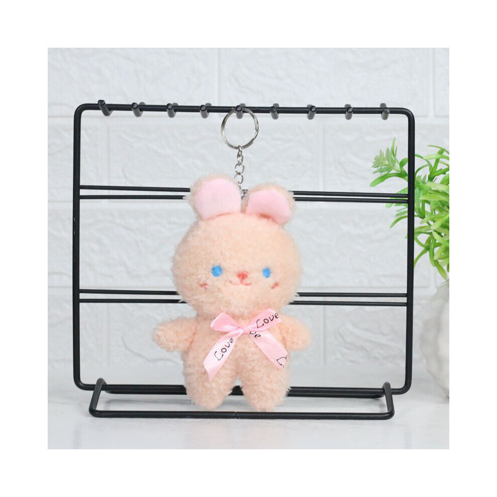 (Écharpe rose) cravate nœud écharpe lapin en peluche poupée porte-clés pendentif décorer cadeaux pour