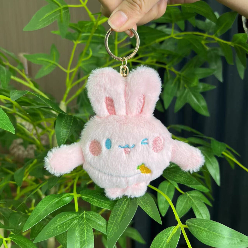 (Or rose) Porte-clés en peluche lapin confortable et câlin avec des options colorées de texture douce
