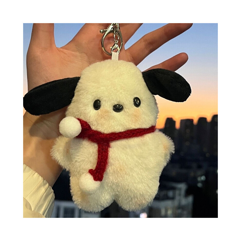 Pochacco – support en peluche, porte-clés, écharpe rouge, remplissage en coton PP, cadeau pour enfants