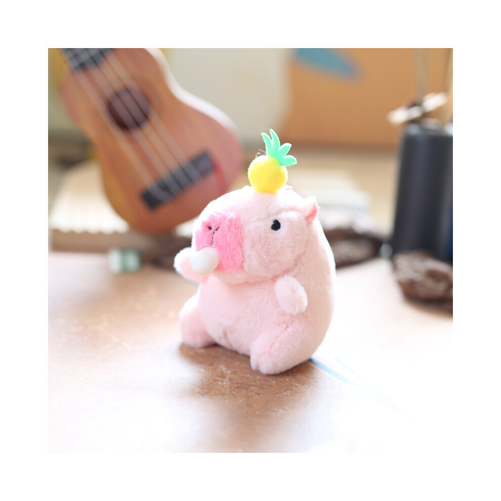 (Jaune) Mignon Capybara Bulle Soufflant En Peluche Porte-clés Ultra Doux En Peluche Courte En Peluche