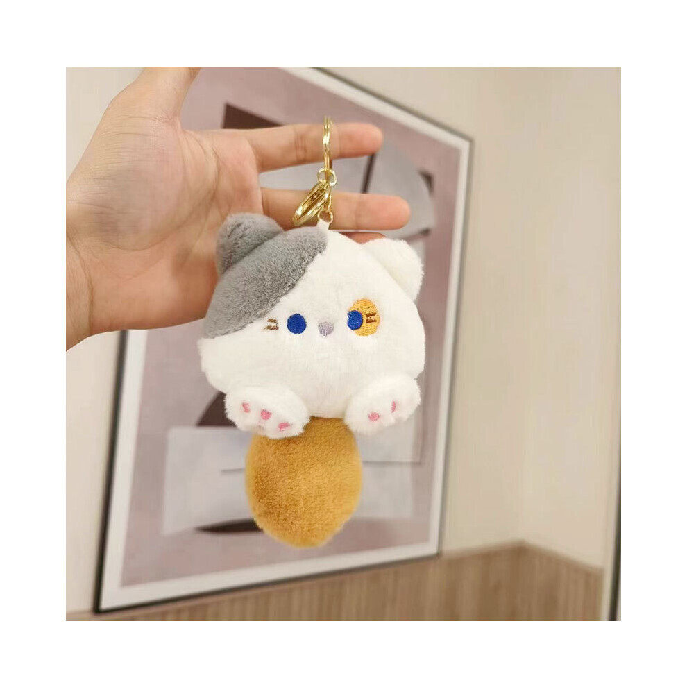 (Clé grise) porte-clés chat en peluche tendance, Animal en peluche court, parfait pour les cadeaux et