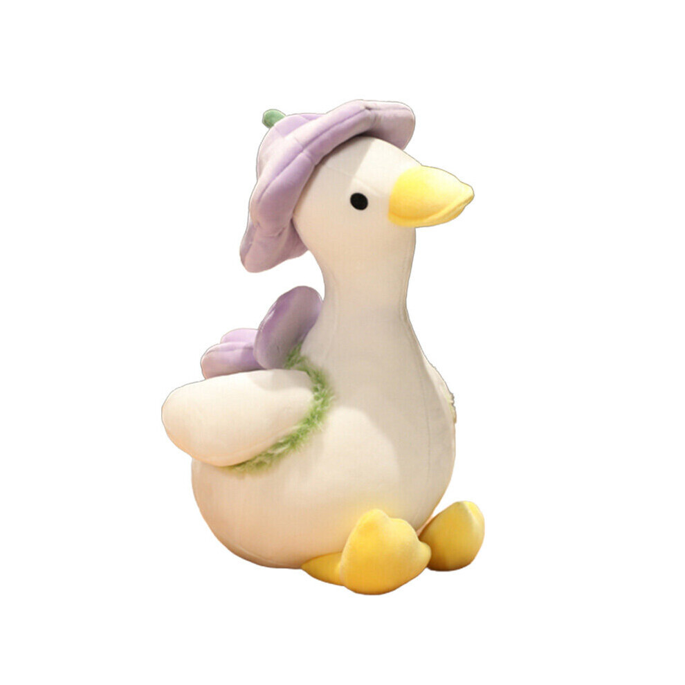 (Violet, 55 cm/21,65 pouces) chapeau de fleur petit canard jaune en peluche poupée pour enfants oreiller