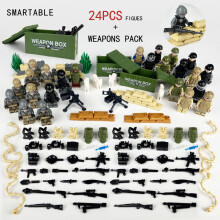 (Gris) 24 pièces figurines arme Mini blocs de construction jouets soldats militaires Swat cadeau