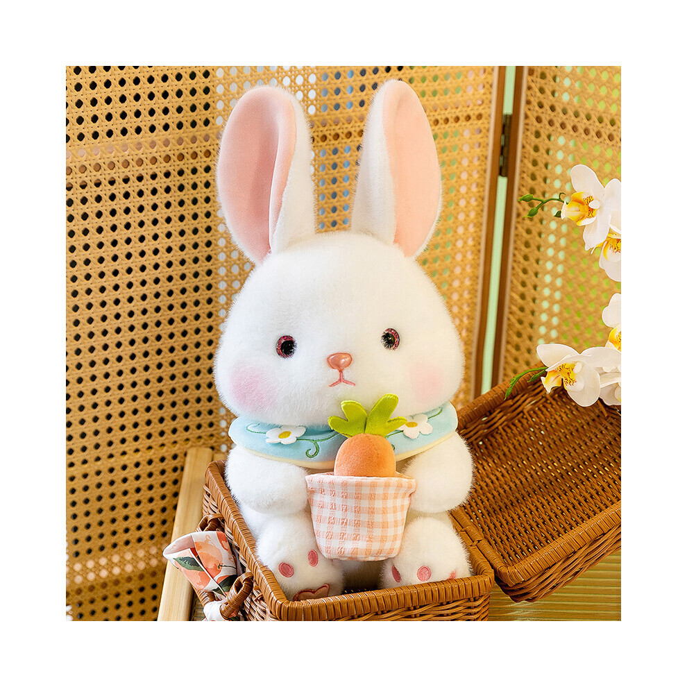 (Blanc, 30 cm/11,81 pouces) Lapin en peluche Blanc Rose Coussin Pot de navet Accompagner Fille Cadeau
