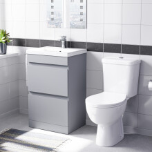 Nes Home 500mm 2 Drawers Matte Grey Basin Vanity Unit & Close Coupled Toilet