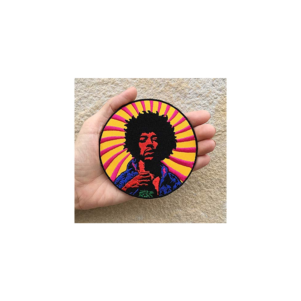 Rock Band Patches Hendrix Inspired Embroidered Iron on Sew Badge Patch Woodstock Sixties Music Rockstar Applique for Backpacks
