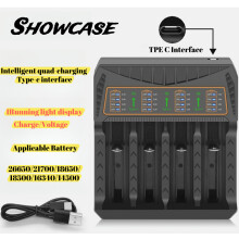 (MH-5D84HP, 4 Bay) 2/4 Bay Universal 18650 Charger - Fast Charging for 21700/26650/18500/16340/14500 Lithium Batteries & More, Safe Auto-Shutoff, Home & Travel Use