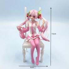 (1 st - vit stol) Japansk anime Hatsune Miku figur sexig karaktär ornament vit rosa stol kawaii