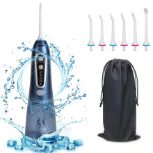 (Blå) Oral Irrigator USB Uppladdningsbar Vattentandtråd Bärbar Tandvattenstråle 300ML Vattentank Vattentät