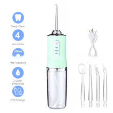 (grön) Oral Irrigator Bärbar USB Uppladdningsbar Tandtråd Vattenstråle Tandtråd Tandpetare 4 Jetstrålar