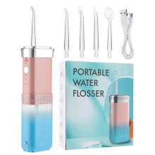(Rosa) Oral Irrigator Bärbar Uppladdningsbar Kraftfull Batteritid Tandrengöringspinne För Hemresor