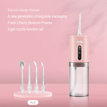 (8 munstycken rosa) x-i-a-o-m-i oral irrigator bärbar IPX7 vattentät laddning 3 lägen tandrengörare