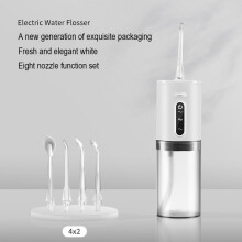 (8 munstycken vit) x-i-a-o-m-i Oral Irrigator Bärbar IPX7 Vattentät Laddning 3 lägen Tandrengöring Puls
