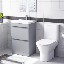 Nes Home 500mm Matte Grey 2 Drawers Basin Vanity & Close Coupled Toilet