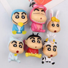 Shinchan – Crayons en Pvc solide, 6 pièces, Mini modèle animé, décoration de gâteau, poupée de voiture