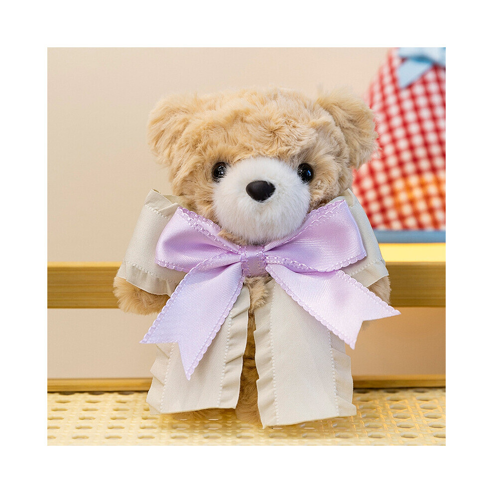 (Violet) Couple mignon ours en peluche porte-clés Adorable ours en peluche avec nœud décoratif cravate