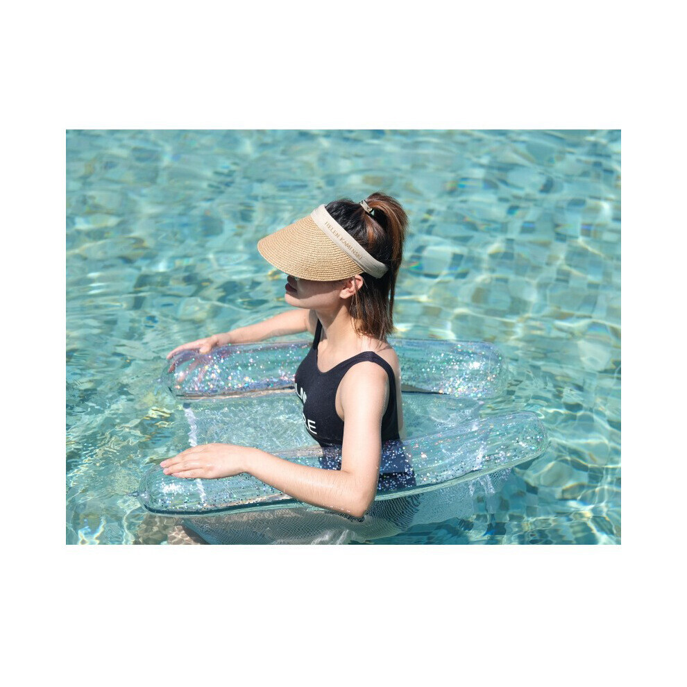 Et fauteuil inclinable transparent en PVC pour enfants et adultes, avec rangée flottante à paillettes