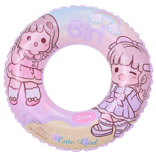 (Rose, NO.90(55-80KG)) Cercle de natation pour enfants, motif de fille mignonne, augmenté et épaissi