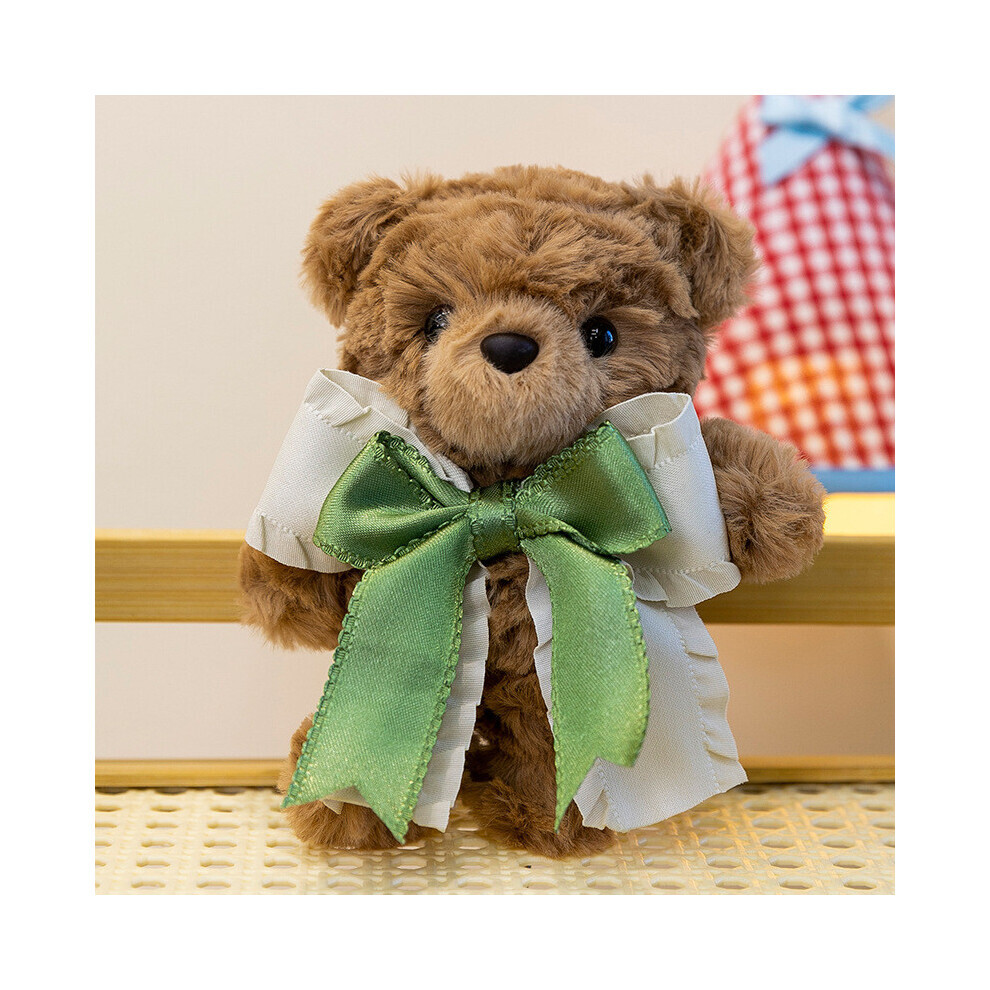(Vert foncé) Couple mignon ours en peluche porte-clés Adorable ours en peluche avec nœud décoratif cravate