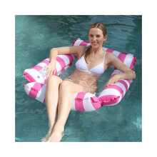 (StyleC) Anneau de natation flottant à quatre tubes rayés anti-renversement en PVC pour adultes et enfants