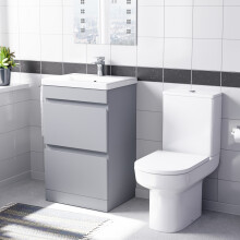 Nes Home Matte Grey 500mm 2 Drawers Basin Vanity & Rimless Close Couple Toilet