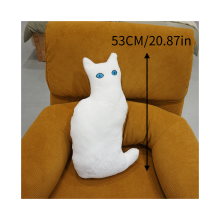 (Blanc) chat Calico chat en peluche oreiller coussin cadeau court peluche Pp coton