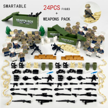 (Marron) 24 pièces figurines arme Mini blocs de construction jouets soldats militaires Swat cadeau