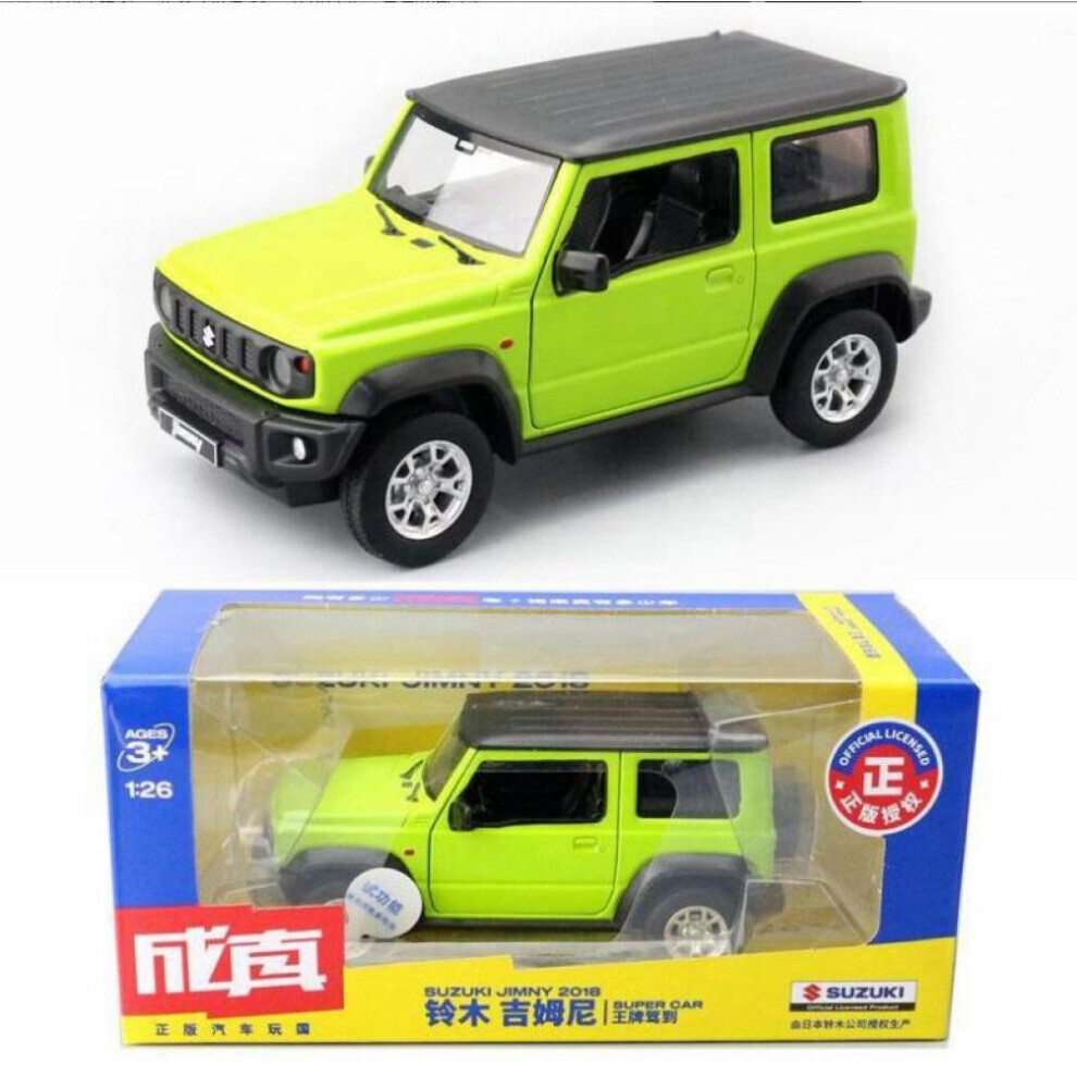 (Vert, 1/26-14x6,5x6 cm) Modèle de voiture en alliage Suzuki Jimny à l'échelle 1:26, avec collection