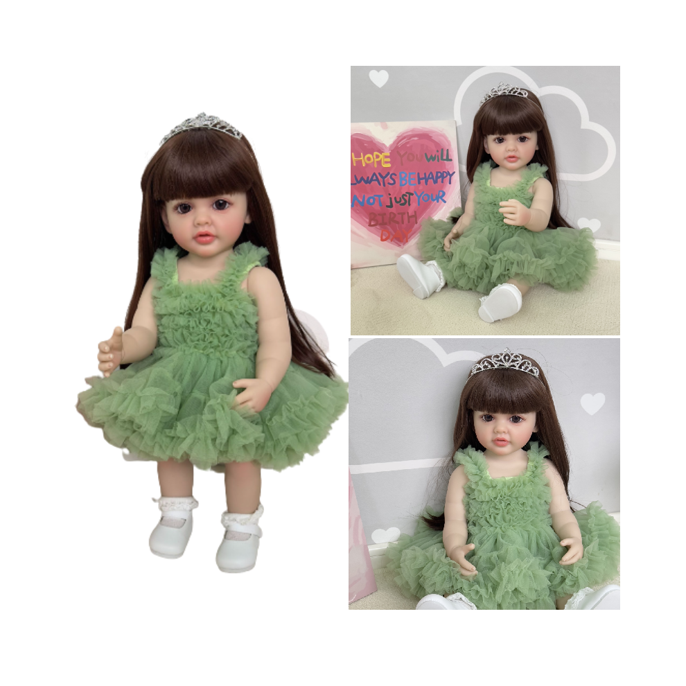 Npk 22 pouces Reborn bébé poupées réaliste nouveau-né corps complet robe de vie réelle jouet vert