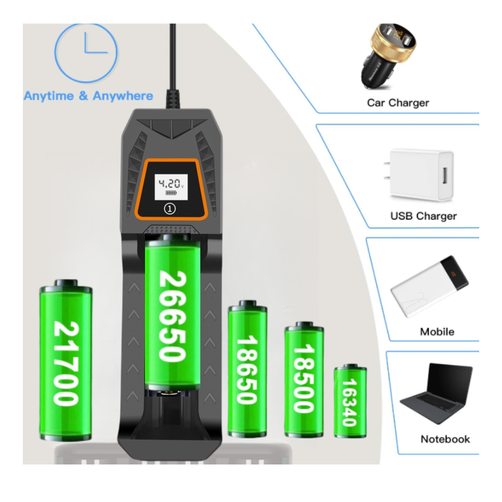(MS-CF81, 26650/21700/18650/18500/16340/14500) 18650 Battery Charger For 18350 26650 16340 14500 18500 1/2/4 Slots 18650 Lithium Battery Holder Univer