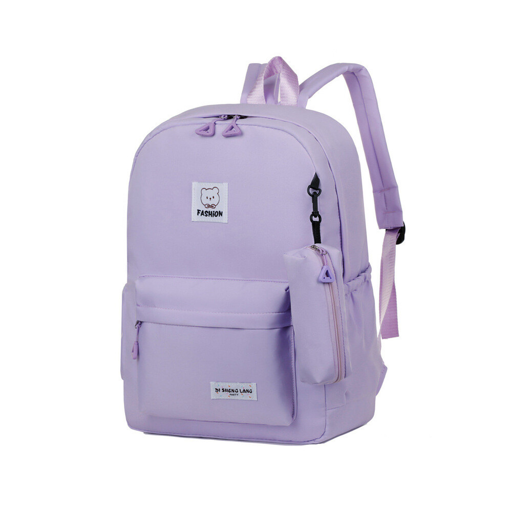 (Purple) Travel Minimalist Style Large Capacity Backpack Wear Resistant Schoolbag Student