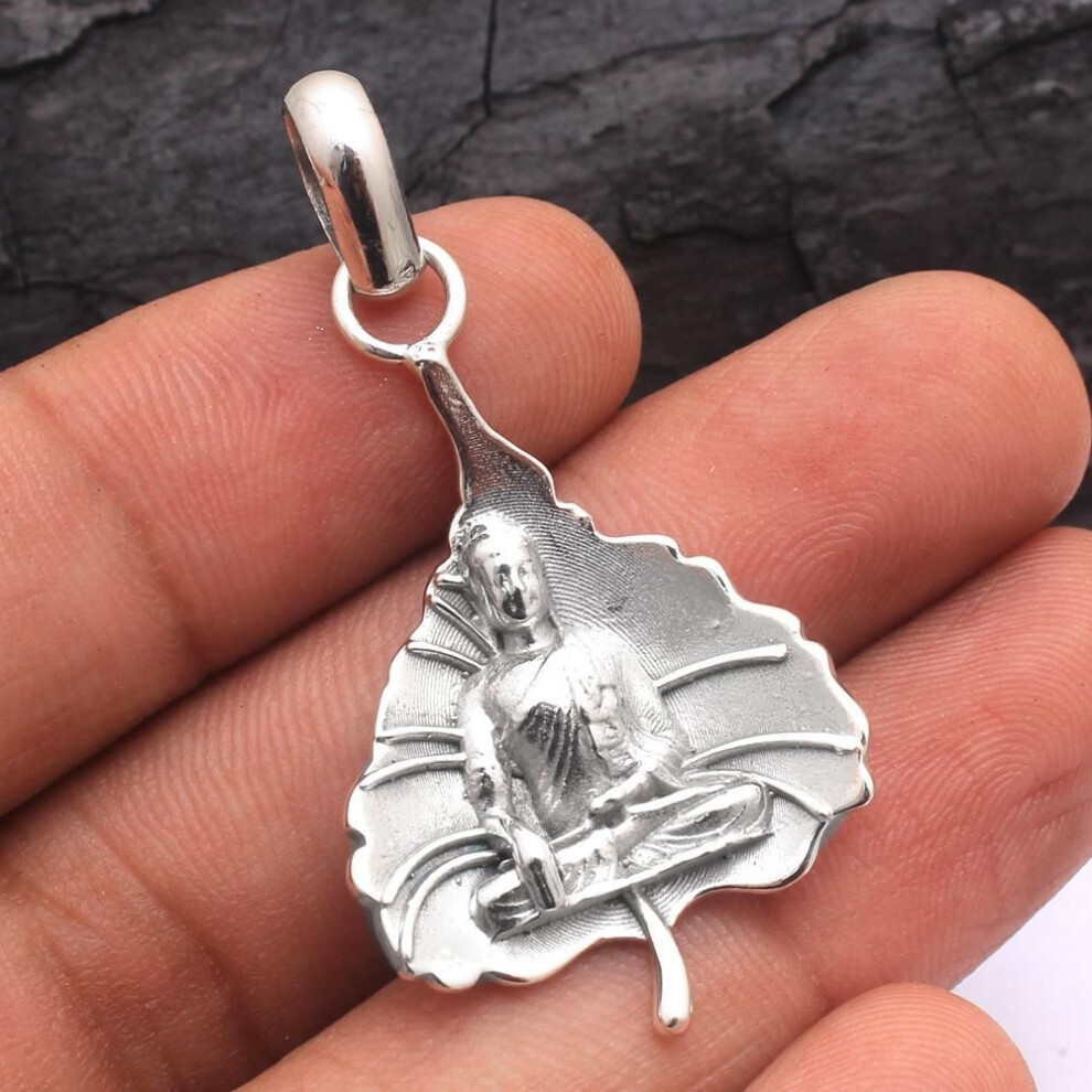 Buddha Pendant, Silver Jewelry, Statement Jewelry, 925 Sterling Silver, Leaf Pendant, Gifts For Her