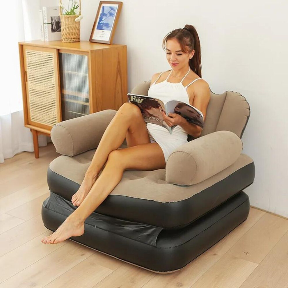 (dark brown, One Seat) Multi-functional Inflatable Sofa Bed Lazy Chair For Adults With Five-in-one Design Home Furniture Living Room Sofas Folding Sets