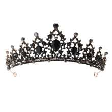 FORSEVEN Crystal Wedding Crown tekojalokivi otsanauhat Princess Prom Syntymäpäiväjuhla Tiara morsiamen hääasusteet (musta)