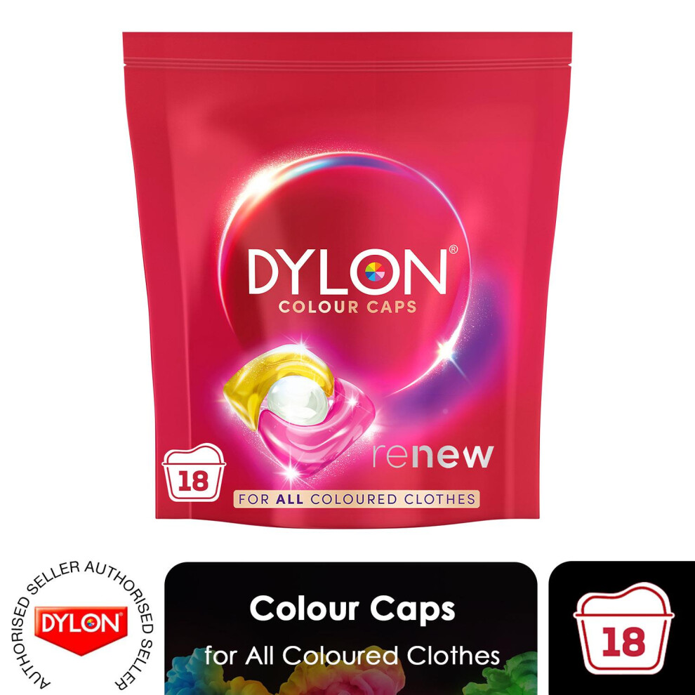 Dylon Colour Caps For Coloured Clothes, Laundry Detergent Pods, 18 Washes