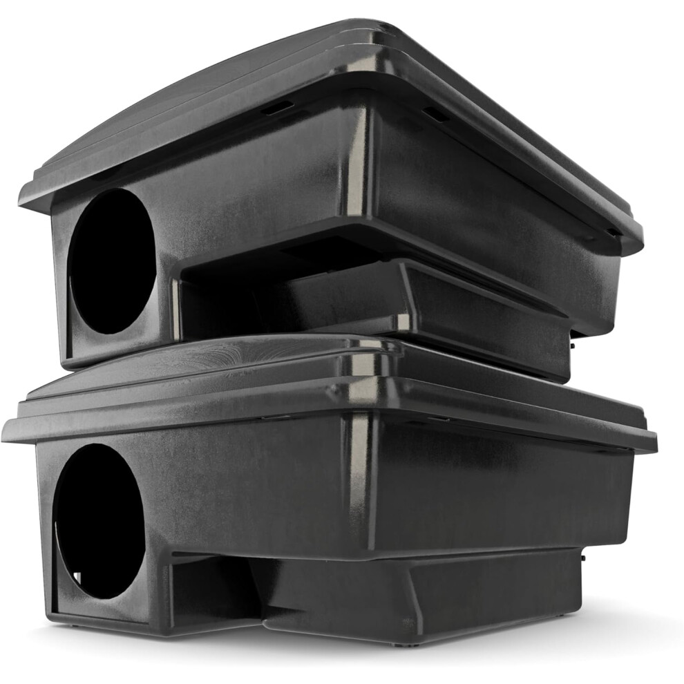 NOPE! Rat Bait Box With Key x2, Robust For Indoors/Outdoors All-Weather, Lockable & Tamper-Resistant, Fits Grain Bait, Block Bait
