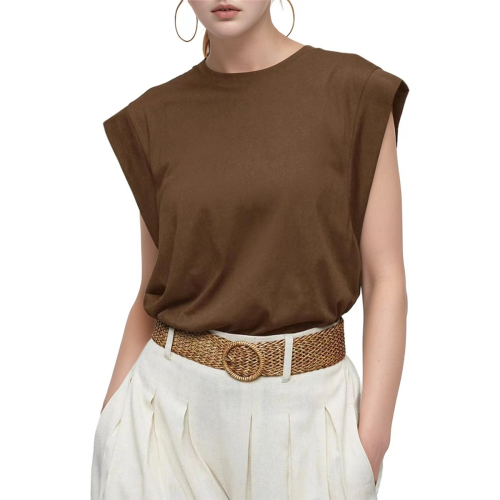 Women Summer Casual Tank Coffee M