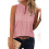 Women'S Solid Color V-Neck Sleeveless Top Pink S 3