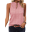 Women'S Solid Color V-Neck Sleeveless Top Pink L 2