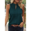Women'S Solid Color V-Neck Sleeveless Top Dark Green M 6