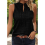 Women'S Solid Color V-Neck Sleeveless Top Black S 5