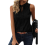 Women'S Solid Color V-Neck Sleeveless Top Black S 2