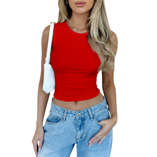 Womens Summer Tank Tops Red M 2