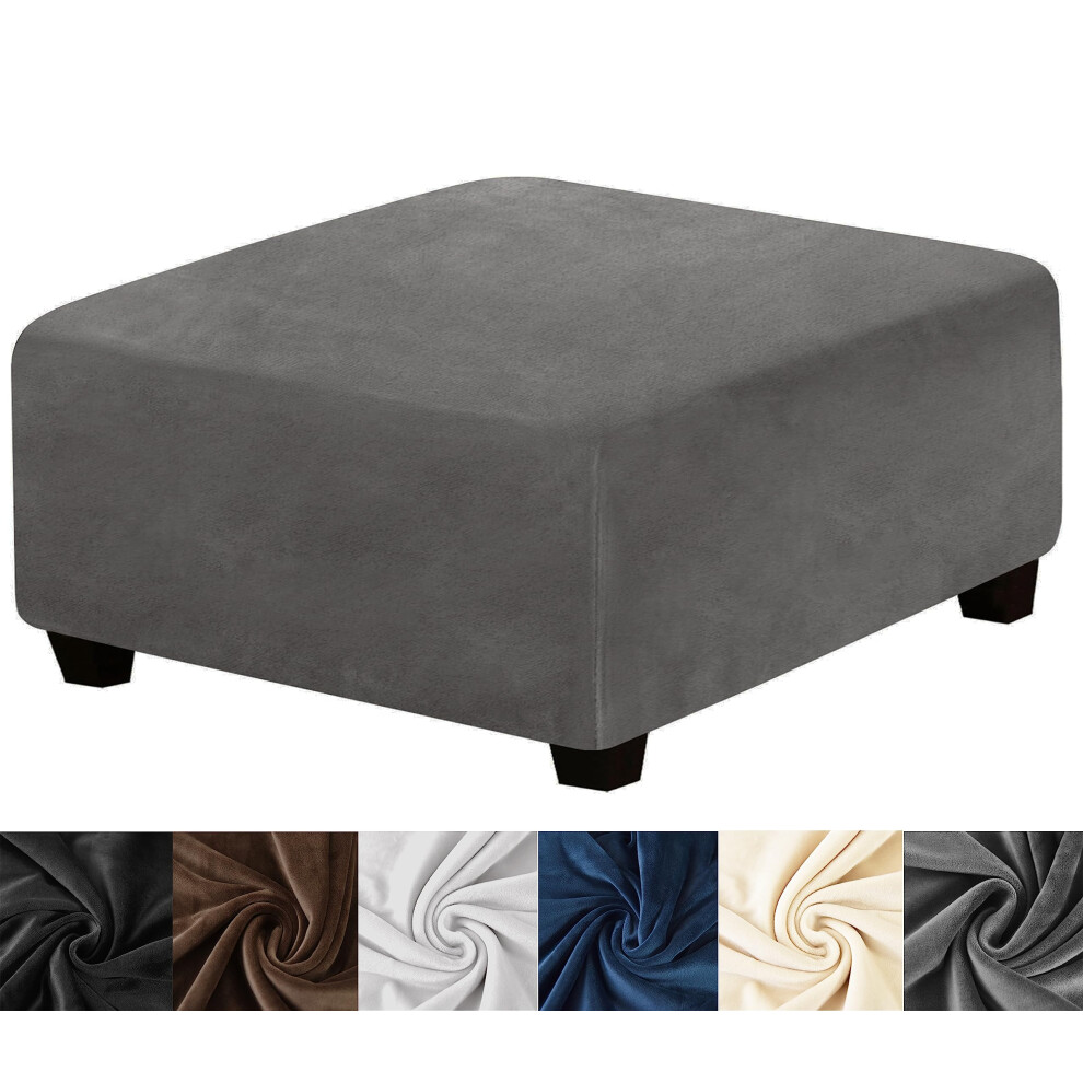 Housse de pouf carr   e en velours extensible HFCNMY, housse de pouf carr   e    paisse, housse de rangement lavable, housse de repose-pieds