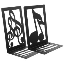 (As show, One size) 2pcs Iron Bookends Musical Note Shaped Bookshelf Book Ends Desktop Ornaments