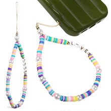 (As show, One size) 2Pcs Mobile Phone Lanyards LOVE Letter Bohemian Beaded Phone Charm Strap Decoration for Phone Bag