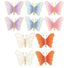 (As show, One size) 10 Pcs Clothes Iron-on Patches Delicate Butterflies Patches DIY Repair Applique