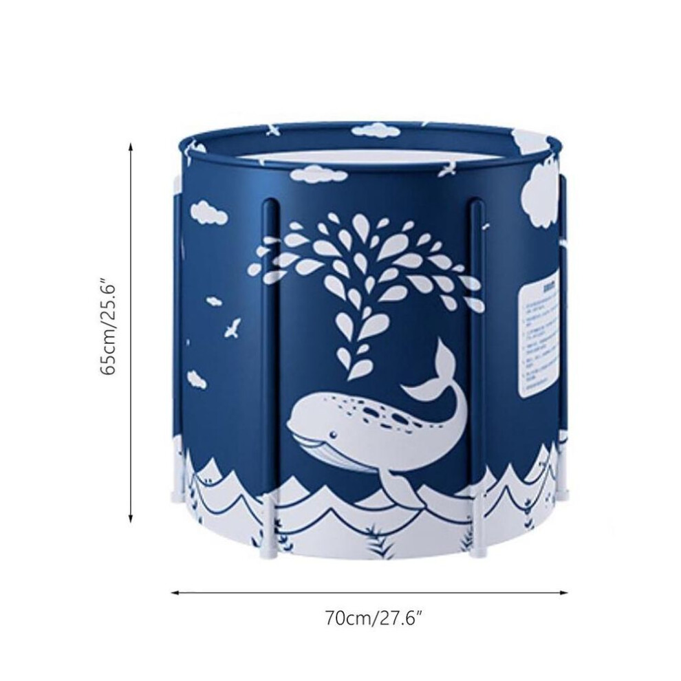 Dark Blue Large Portable Foldable Bathtub Folding Bath Bucket Adult Tub Baby Swimming Pool Insulation Family Bathroom Spa Sauna